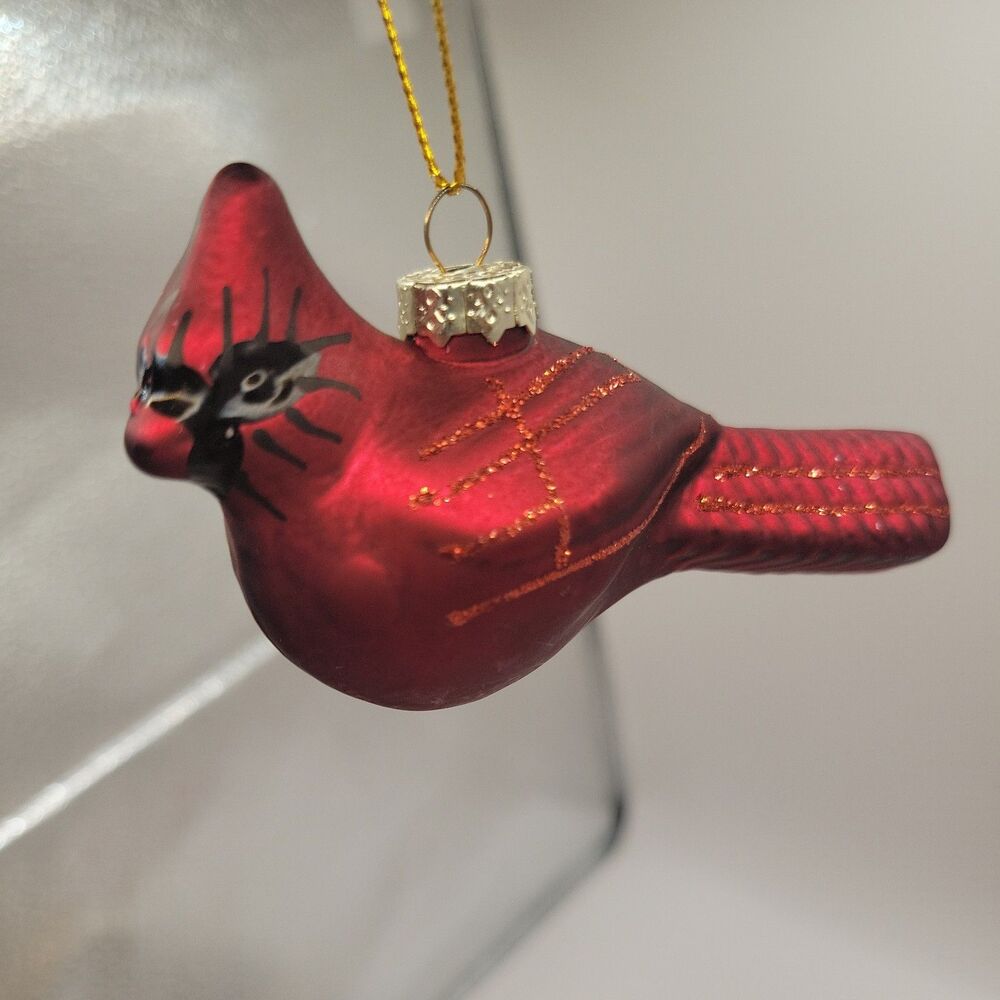 Gerson Company Hand Blown Glass Red Cardinal Bird Ornament Decoration 4 inch